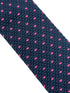 Navy dark blue knitted tie with bright hot pink pin spots